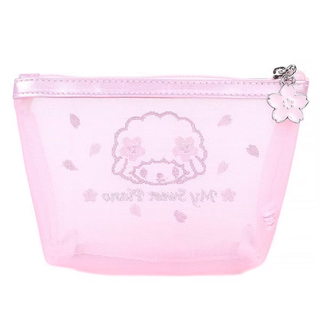 Sanrio Pink Sakura Mesh Zipper Pouch