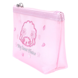 Sanrio Pink Sakura Mesh Zipper Pouch