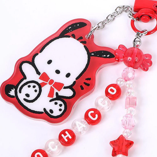 Pochacco 35th Anniversary Red Ribbon Beaded Keyring