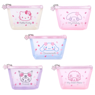 Sanrio Pink Sakura Mesh Zipper Pouch