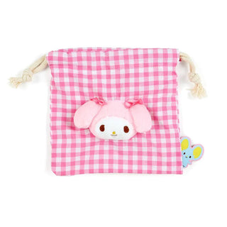 Sanrio Characters Plaid Drawstring Pouch